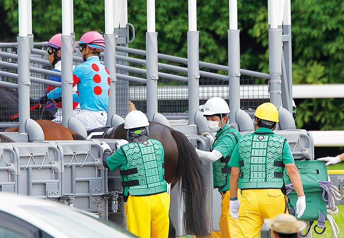 出走馬の枠内誘導の補助